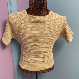 Ann Taylor Loft Basket Weave Tan Shirt Sleeve Sweater 🍂